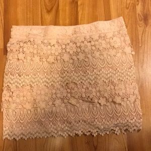Pink lace mini skirt